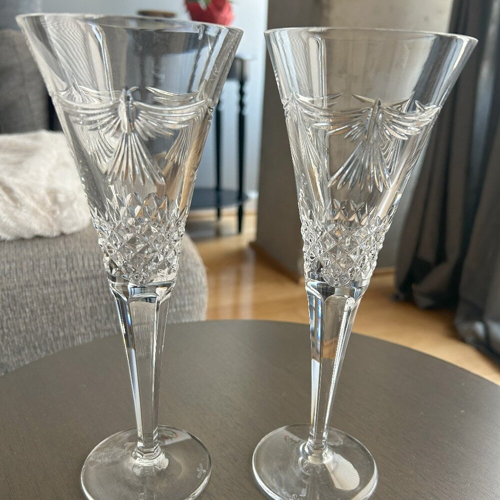 Waterford Millennium HEALTH Toasting Flutes Pair